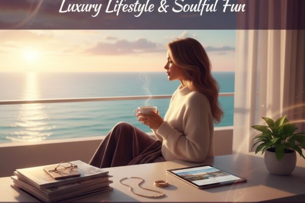 A luxurious and aesthetic lifestyle setting with velvet textures, a gold-rimmed coffee cup, and elegant decor, featuring the text VelvetVibes